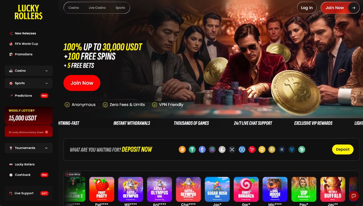LuckyRollers bietet einen besonders bonusstarken Einstieg in die Welt der digitalen Spielhallen. Als modernes Krypto Casino punktet der Anbieter mit exklusiven Extras und empfängt neue Spieler mit einem attraktiven Willkommensbonus von 100 % bis zu $500 sowie 100 zusätzlichen Freispielen.